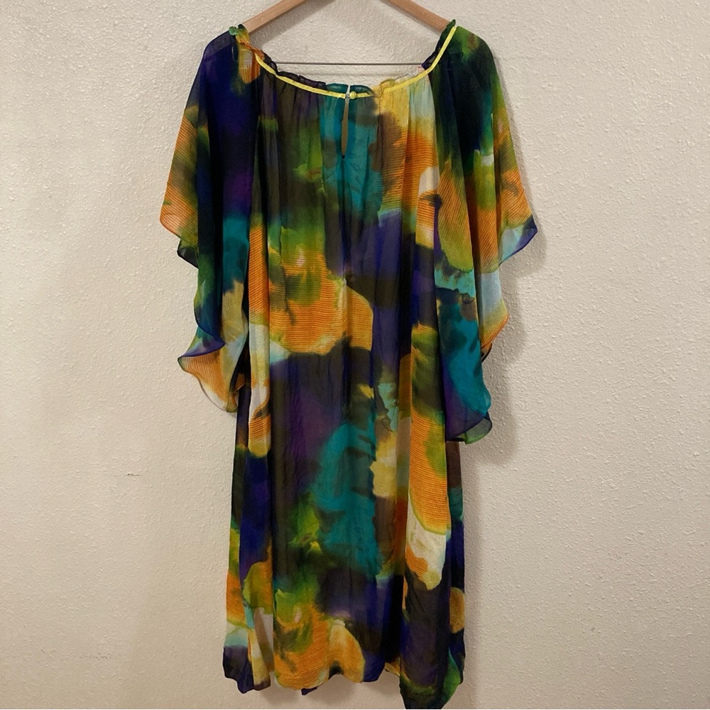 Ashley Stewart Women’s Dress Multicolor Bell Sleeveles Sz20 - Picture 2 of 15